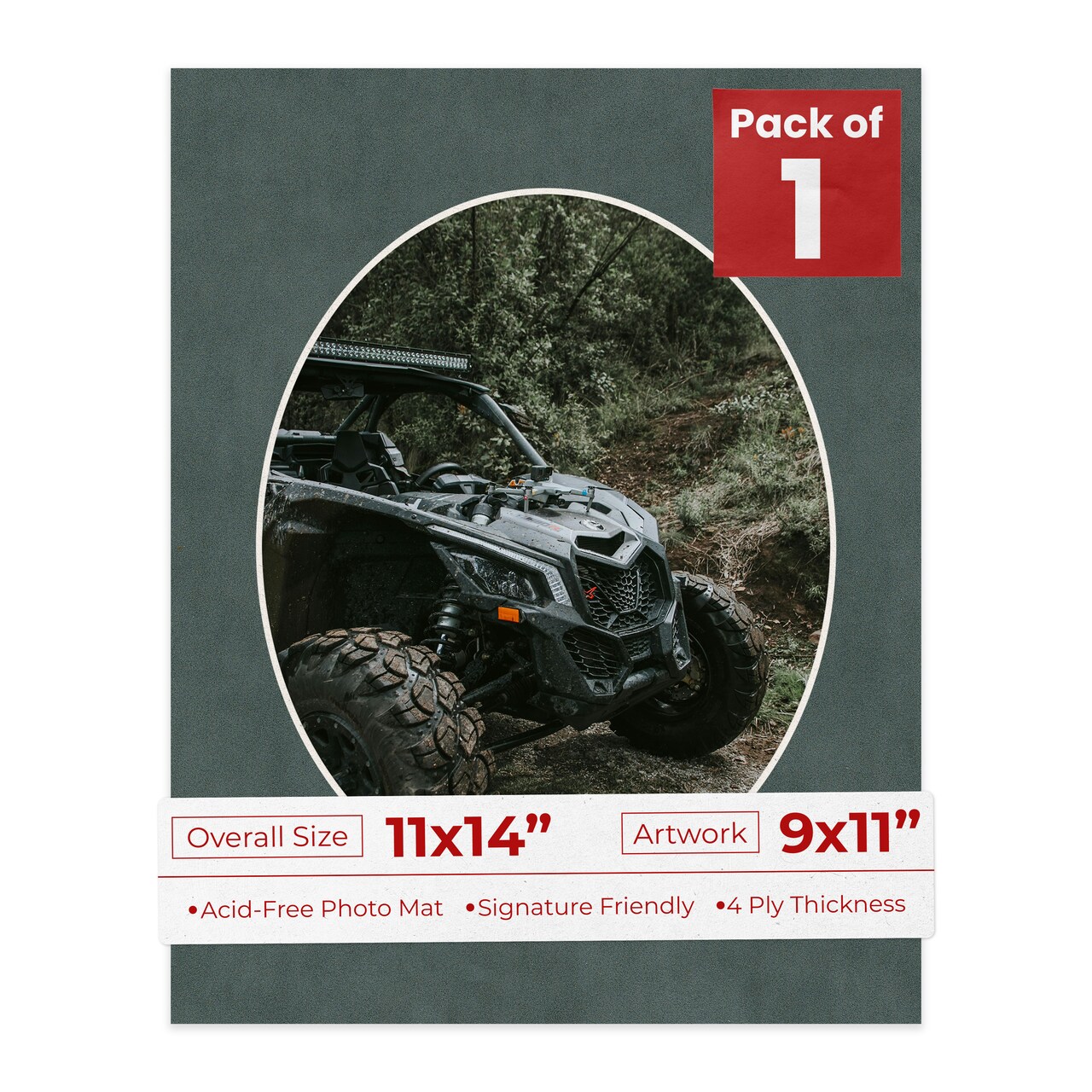 Dark Grey Suede Mat Board for 11x14 Frames - Oval Opening for 9x11 Photos